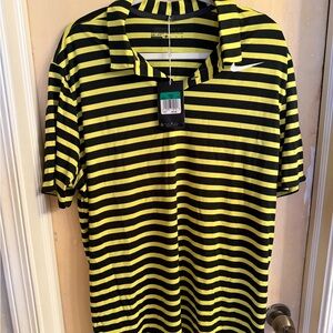 Nike Men's Polo Shirt in Black and Yellow Stripes